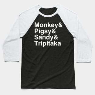 Monkey Magic Helvetica Text (White Print) Baseball T-Shirt